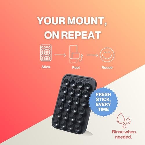 Stick Your Phone Anywhere – Walls, Stone, Mirrors & Glass | Removable, Reusable | Double Sided Silicone Suction Cup Phone Mount & Sticky Phone Grip for Content Creators/Influencers | TikTok (Pink) thumbnail 6