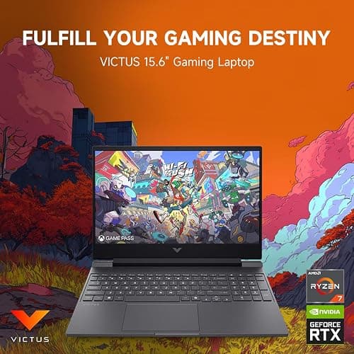 HP Victus RTX 4050 AI Gaming Laptop with Copilot, 15.6 FHD 144Hz, AMD Ryzen 7 7445HS(Beats Intel i7-13700), NVIDIA RTX 4050, 32GB DDR5 RAM, 1TB SSD, Backlit KB, Bundle with PCO Laptop Cooler thumbnail 2