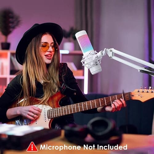 QuadCast Microphone Arm Stand White - Mic Arm with Microphone Cover Foam Compatible with HyperX QuadCast S Mic by YOUSHARES thumbnail 2