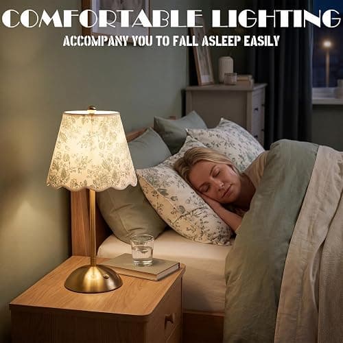 Grinsvalley Green Floral Wedding Cordless Table Lamps Rechargeable, LED Desk Lamp, 3 Colors Smooth Dimming, Portable Table Decor for Dining, Bridal Shower, Outdoor thumbnail 5