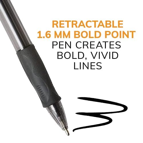BIC Glide Bold Black Ballpoint Pens, Bold Point (1.6mm), 4-Count Pack, Retractable Ballpoint Pens With Comfortable Full Grip thumbnail 8