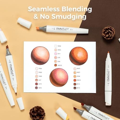 Ohuhu Alcohol Markers Skin Tone Marker Slim Broad and Fine Double Tipped Alcohol-based Marker Set for Artists Adults Coloring Professional Illustration, 24 Portrait Colors Kaala Markers Refillable thumbnail 4