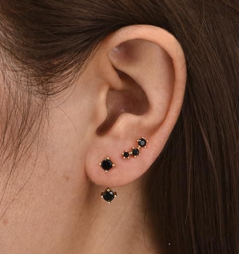 6 Pairs 14K Gold Plated Stud Earrings for Women, Hypoallergenic Cartilage Earrings for Multiple Piercing, Dainty Small Stackable Earrings Jewelry Set thumbnail 4