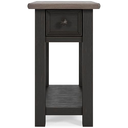 Signature Design by Ashley Tyler Creek Chair Side End Table, Plank-styled Top, Smooth-gliding Drawer, Wood, 14.13" W x 24.13" D x 24.13" H, Light Brown & Whitewash thumbnail 6