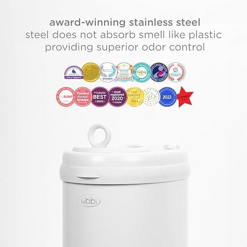 Ubbi Steel Diaper Pail, Odor Locking, No Special Bag Required, Award-Winning, Registry Must-Have, White thumbnail 6