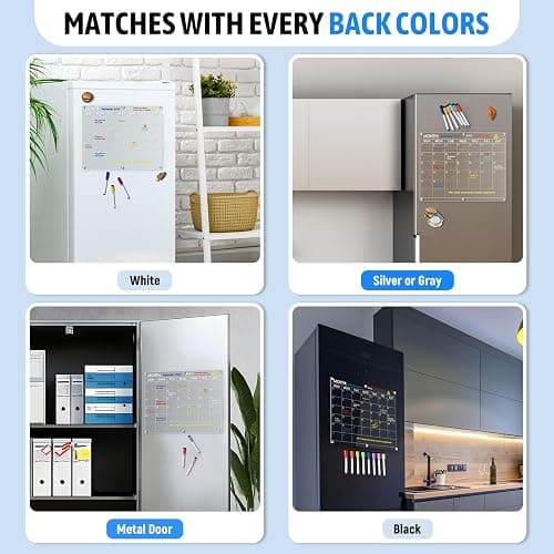 Acrylic Fridge Calendar, Magnetic Monthly Planner with 8 Color Markers, Clear Dry Erase Board for Events/Meetings/Shopping Lists - 14.5 * 11.5'' thumbnail 6
