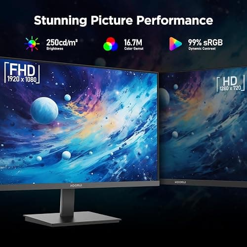 KOORUI 24 inch Computer Monitor, 144Hz IPS FHD (1920 x 1080) 99% sRGB 1000:1,Adaptive Sync,PC Desktop Monitors for Computer,HDMI/VGA Ports,100 x 100 mm VESA Mountable,Eyecare,Black thumbnail 3