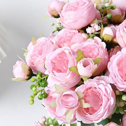2 Packs Peonies Artificial Flowers, Light Pink Silk Artificial Peonies | Fake Peonies Artificial Peony Flower Bouquets for Centerpiece Table Wedding Party Home Decor thumbnail 7