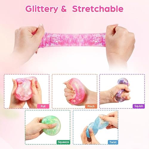 Gumdrop Squishy, Sugar Slow Rising Squishy Fidget Toys, Glitter Textured Sensory Squeeze Stress Balls, Anxiety Relief Fidget Toys for Kids and Adults Birthday Easter Party Favor Gifts(Pink) thumbnail 5
