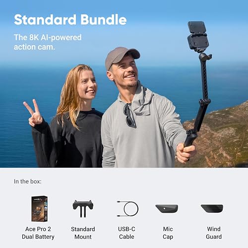 Insta360 Ace Pro 2 Winter Bundle Dual Battery - 8K Waterproof Action Camera Co-Engineered with Leica, 1/1.3" Sensor, Dual AI Chip, Leading Low Light, Superior Audio, Flip Screen & AI Editing for Vlogs thumbnail 2