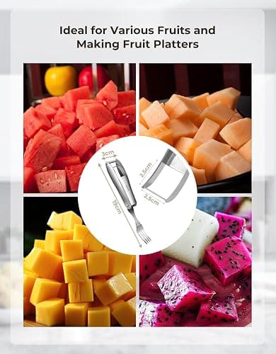 CripsTaste Watermelon Cutter with Retractable Fork, 2-in-1 Stainless Steel Fruit Cutter Watermelon Cutter Slicer Tool, Melon Slicer Cutter Tool for Home Party Camping Kitchen Gadget thumbnail 6