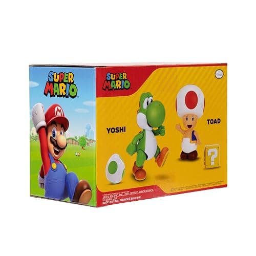 Super Mario Nintendo 4 Inch Action Figure 2-Pack: Yoshi & Toad with Accessories thumbnail 9