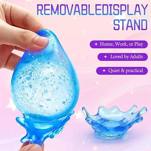 Water Drop Squishy Stress Ball, Soft Glitter Drop Squishy Fidget Stress Ball to Stretch, Squeeze, New Slow Rise Relief Fidget for Anxiety Stress (Pink) thumbnail 2