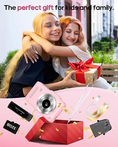 Digital Camera 4K for Kids-48MP Autofocus Vlogging Camera with 32GB Card, 16X Zoom, Anti-Shake, Compact Point and Shoot Camera for Teens Beginners, Birthday Gift Pink thumbnail 9