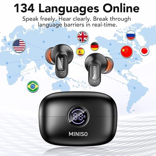 MINISO MS105 AI Translation Earbuds Real Time, Translator Earbuds Support 134 Languages with APP, Bluetooth 6.0 Translator Headphones Compatible with iOS & Android, for Travel Business thumbnail 2