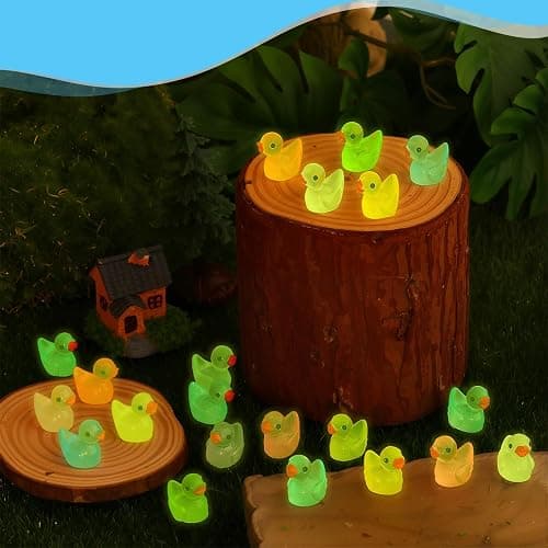252Pcs Luminous Mini Resin Ducks, 18 Colors Tiny Duck Bulk Glow in The Dark Cute Tiny Ducks Resin Miniatures Fairy Garden Aquarium Dollhouse Landscape Decorations Mini Stuff Figures for Home Decor thumbnail 2