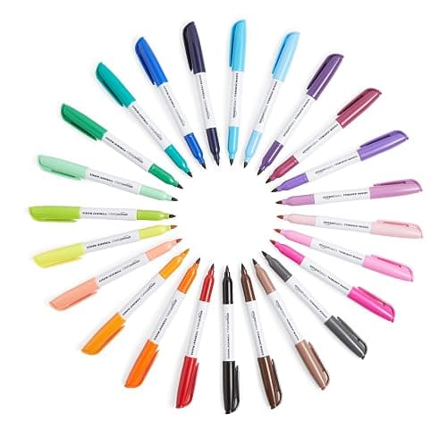 Amazon Basics Fine Tip Point Permanent Markers for Office, School, and Home Use, Assorted Colors, 24 Pack thumbnail 7