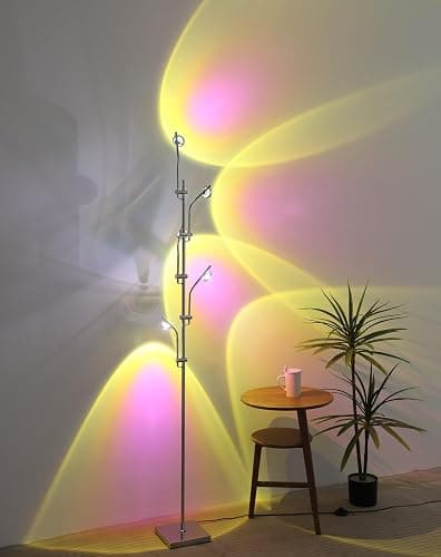 Sunset Floor lamp Unique 5 Head Projector lamp for Bedroom Background Decorative Adjustable Modern LED sunset light Mood lighting Living Room Galvanized Chrome Color Filter Mood Ambient Floor lamp thumbnail 4