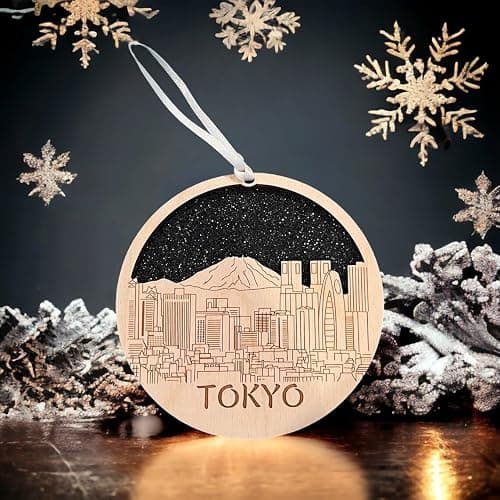 Tokyo Japan Laser Engraved Wooden Ornament – Handmade Wood Christmas Ornament, Japan Souvenir Gift, Asian Travel Keepsake, Rustic Holiday Décor, Laser Cut Ornament Made in USA thumbnail 2