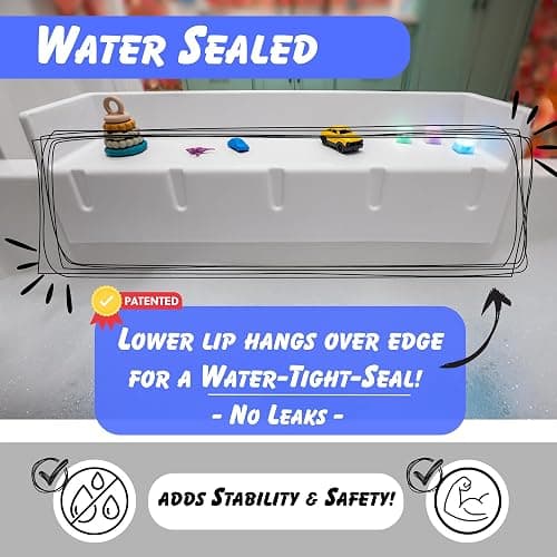 Tub Topper® Bathtub Splash Guard & Bath Shelf for Kids – Toddler Bath Tray, Bath Toys Storage & Ledge Organizer – Splash Guard for Bathtub with Suction Cups – Kids Bathroom Accessories (White) thumbnail 3