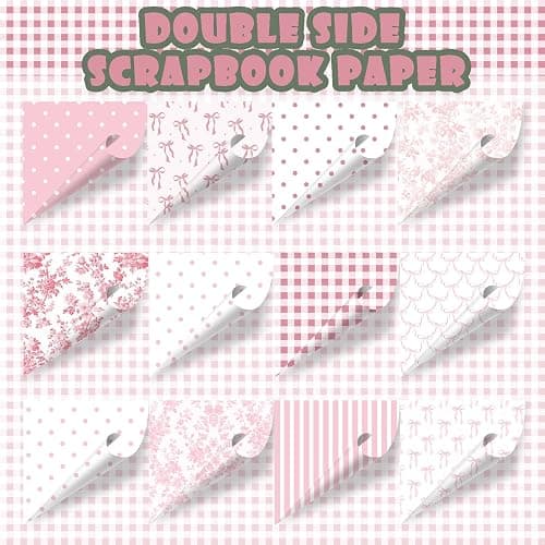24 Sheets Preppy Pink Bow Scrapbook Paper, Coquette Bow Ribbon and Floral Decorative Craft Paper Folded Flat for Birthday Wedding Baby Shower Card Making Photo Album Decor, 12'' x 12'' thumbnail 4