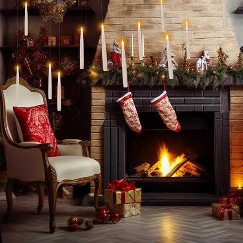 CAKETYCG 24 Pcs Halloween LED Magic Hanging Floating Candles, Taper Flickering Flameless with 2 Magic Wands - Candle Set for Halloween, Christmas, Weddings, Birthdays & Fantasy Ambiance... thumbnail 6