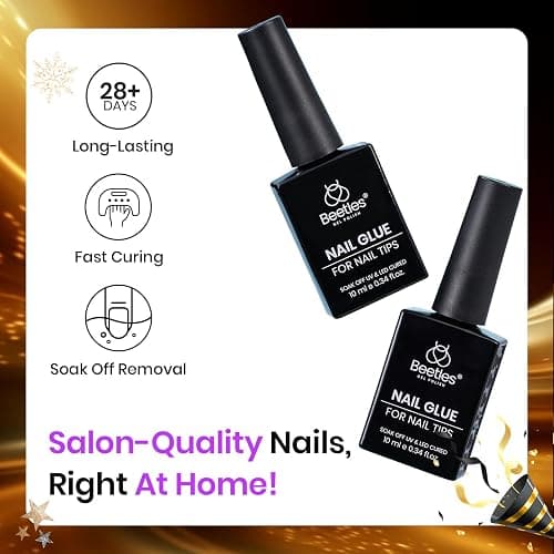 Beetles 9 in 1 Gel Nail Glue for Acrylic Nails Tips, 2 Pcs 10ml Super Strong Nail Glue for Clear False Nails Tips Base Coat Rhinestones Blooming Art Christmas Nails Long Lasting U V Light Cure thumbnail 2