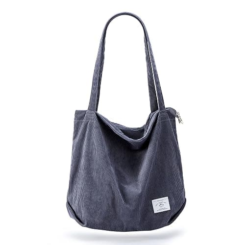KALIDI Women Corduroy Tote Bag Zipper Casual Tote's Handbag Big Capacity Shoulder Bag with Pockets - Image 1