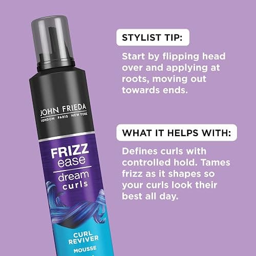 John Frieda Anti Frizz, Frizz Ease Dream Curls Curl Reviver Mousse, Enhances and Moisturizes Natural Curles, Creates a Soft Flexible Hold for Curly or Frizzy Hair, Alcohol-Free, 7.2 Oz, Pack of 2 thumbnail 3