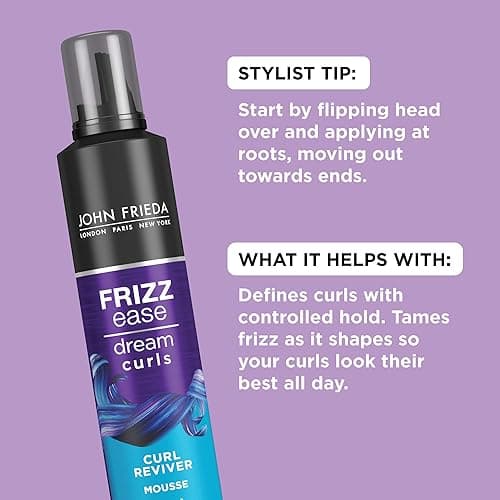 John Frieda Anti Frizz, Frizz Ease Dream Curls Curl Reviver Mousse, Enhances and Moisturizes Natural Curles, Creates a Soft Flexible Hold for Curly or Frizzy Hair, Alcohol-Free, 7.2 Oz, Pack of 2 thumbnail 3