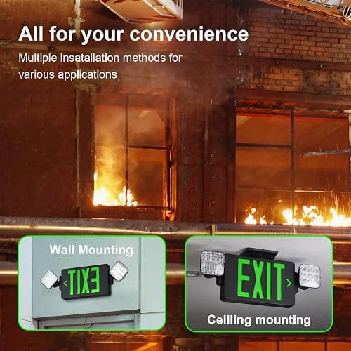 TANLUX Black Housing Exit Sign with Emergency Lights, LED Emergency Exit Light with Battery Backup, UL Listed, AC 120/277V, Commercial Emergency Lights Combo for Business - 1 Pack thumbnail 6