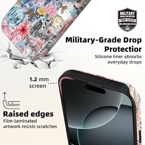Lumen for iPhone 16e / iPhone 17e Case, Compatible with Magsafe, Hard Shell Cover with Camera Protection for Girls Women - Abstract Leopard Bow Spring Watercolor Disco Coastal Preppy Collage thumbnail 4