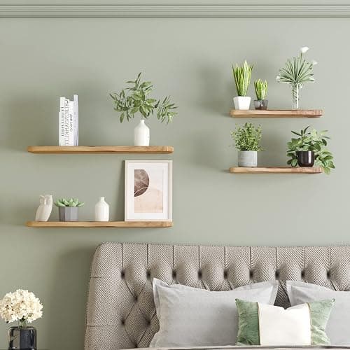 WELLAND 24 Inch Cedar Natural Edge Floating Shelf Set of 2 Rustic Solid Cedar Wood Floating Shelves Wall Mounted for Living Room, Bedroom, Kitchen, Bathroom, Home Office, Entryway thumbnail 6
