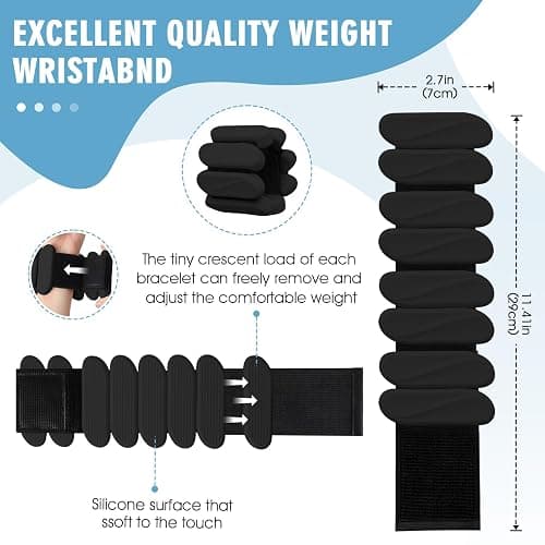 Wrist Weights, 2Pack Wrist Ankle Weights for Women & Men, 2lb Adjustable Silicone Arm and Leg Weighted Bangles(1LBs Each), Fits for Yoga, Pilates, Home Gym, Jogging, Cardio, Strength Training thumbnail 2