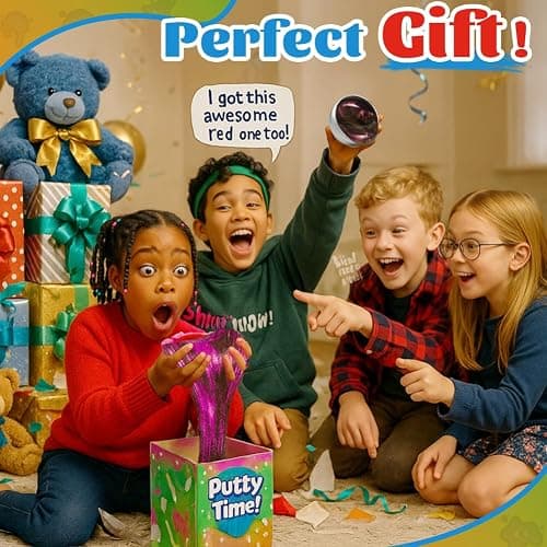 WATERELF Play Fidget Galaxy Putty Slime for Kids, Artistic Therapy Putty for Boys Girls Adults, Therapy Sensory Toys Stress Relief Non-Sticky, Thanksgiving Day Gifts - 3.11 Inch 3.2 Oz - Golden/Red thumbnail 2