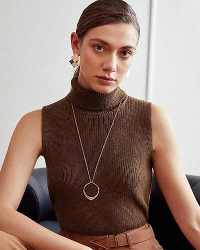 Long Pendant Necklace for Women Gold Plated Circle Long Chain Necklace Y Necklace Jewelry for Women thumbnail 5