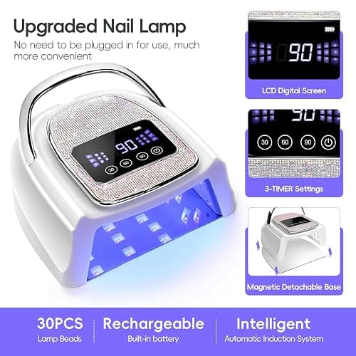 COSCELIA U V Nail Lamp Cordless Rechargeable U V Light for Gel Nails Prossional Automatic Sensor 3 Timer Quick Drying Glitter Nail Dryer Gifts for Women thumbnail 2