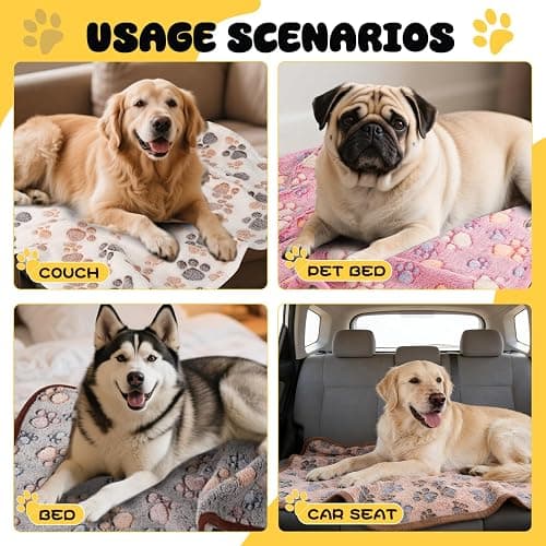 Vowanop 4 Pack Premium Soft Pet Blankets Washable, 23" x 16" Flannel Blankets for Dog Puppy Cat, Brown/Pink/White/Coffee thumbnail 4