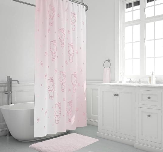 Jay Franco Shower Curtains Sanrio Hello Kitty Shower Curtain - Pink Ombre Stars Kawaii Bathroom Décor - 70 x 72 Inch Washable Fabric Curtain thumbnail 5