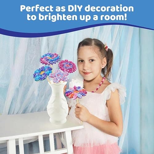 ATFUNSHOP 8 Packs Poke in Crafts Art Kits Flower Bouquets, Mess Free Kids' Paper Craft Kits Activity, 4 5 6 7 8 9 Years Old Girls Birthday Gifts thumbnail 4