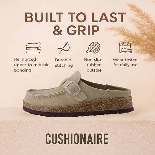 CUSHIONAIRE Women's Hobby Genuine Leather Cork Footbed Clog with +Comfort thumbnail 4
