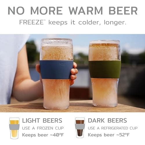 Host FREEZE Beer Glasses, Frozen Beer Mugs, Freezable Pint Glass Set, Insulated Pint Glass to Keep Your Drinks Cold, Double Walled Insulated Glasses, Tumbler for Iced Coffee, 16oz, Set of 2, Black thumbnail 4