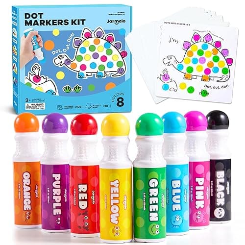Jar Melo Washable Dot Markers for Toddlers, 8 Colors Dot Paints with 120 PDF & 10 Physical Activity Papers, Non-Toxic Bingo Daubers for Toddlers 2-4, Kids Arts and Crafts Supplies - Image 1