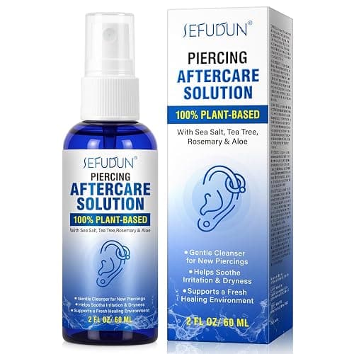 Piercing Aftercare Spray - Natural Saline Solution for Keloid Bump Removal & Ear Piercing Cleaning,Soothing Formula with Sea Salt, Tea Tree, Rosemary & Aloe Vera,Gently Cleanses New Piercings- 2 Fl Oz - Image 1