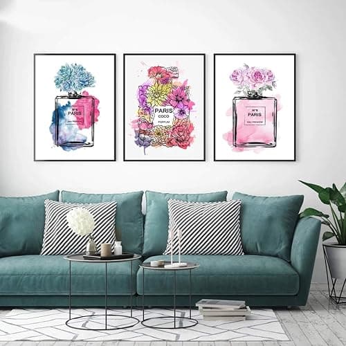 YQHWLKJ Fashionable Modern Rose Perfume Bottle Wall Painting Home Decoration Canvas Painting Poster No Frame thumbnail 5