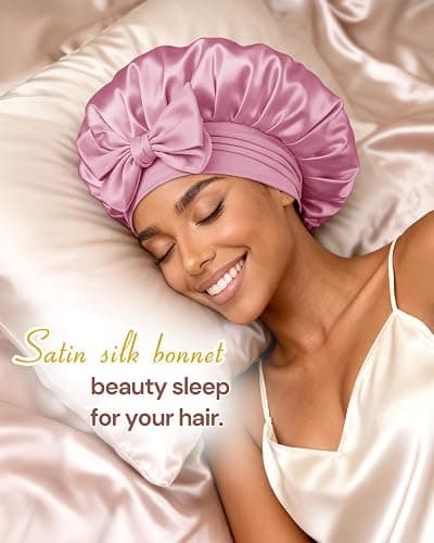 Bonnet Queen Silk Bonnet Satin Bonnet with Tie Band Hair Bonnet for Sleeping Night Sleep Hat for Women thumbnail 2