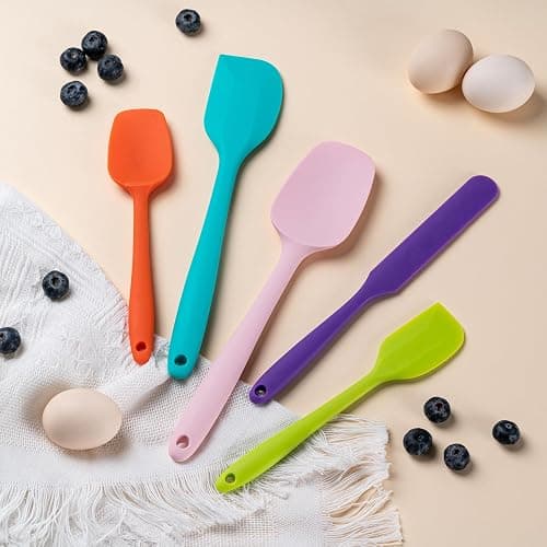 Silicone Spatula Set, 5 Piece Food Grade Rubber Spatulas for Baking, Cooking, and Mixing High Heat Resistant Non Stick Dishwasher Safe BPA-Free (Multicolor) thumbnail 6