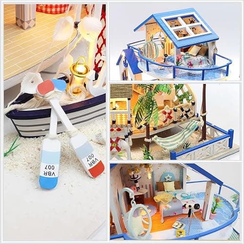 RHZN Miniature House Kit, Dollhouse Kit, Miniature Kit, DIY Mini House Building Kit for Adult, Beach House thumbnail 4