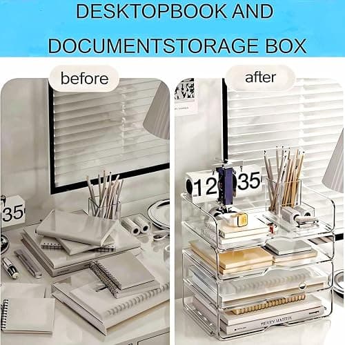DCA 4 Tier Large Capacity Desk Organizer, Clear Stackable Paper Tray | High-Volume File Storage | Office, Home & School Use | Easy Assemble | Letter & A4 Compatible thumbnail 4