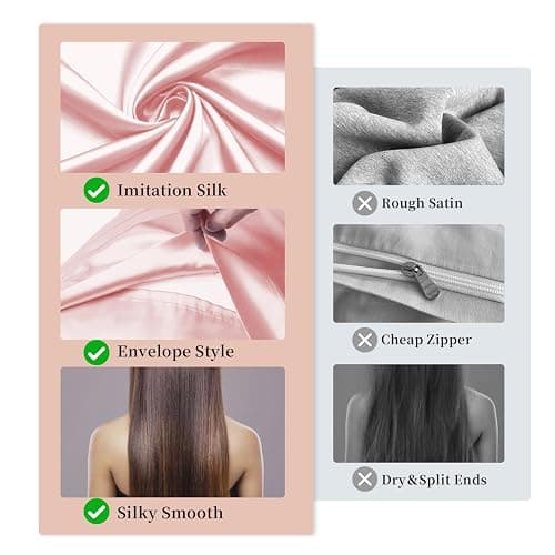 my novel things Satin Pillowcase Gift Set with Silk Satin Sleep Mask 4 Scrunchies, 2Pack Standard Size Silky Pillow Cases Luxury Sleeping 7 Pieces Set for Women Wife Female Men Birthday Gift thumbnail 5